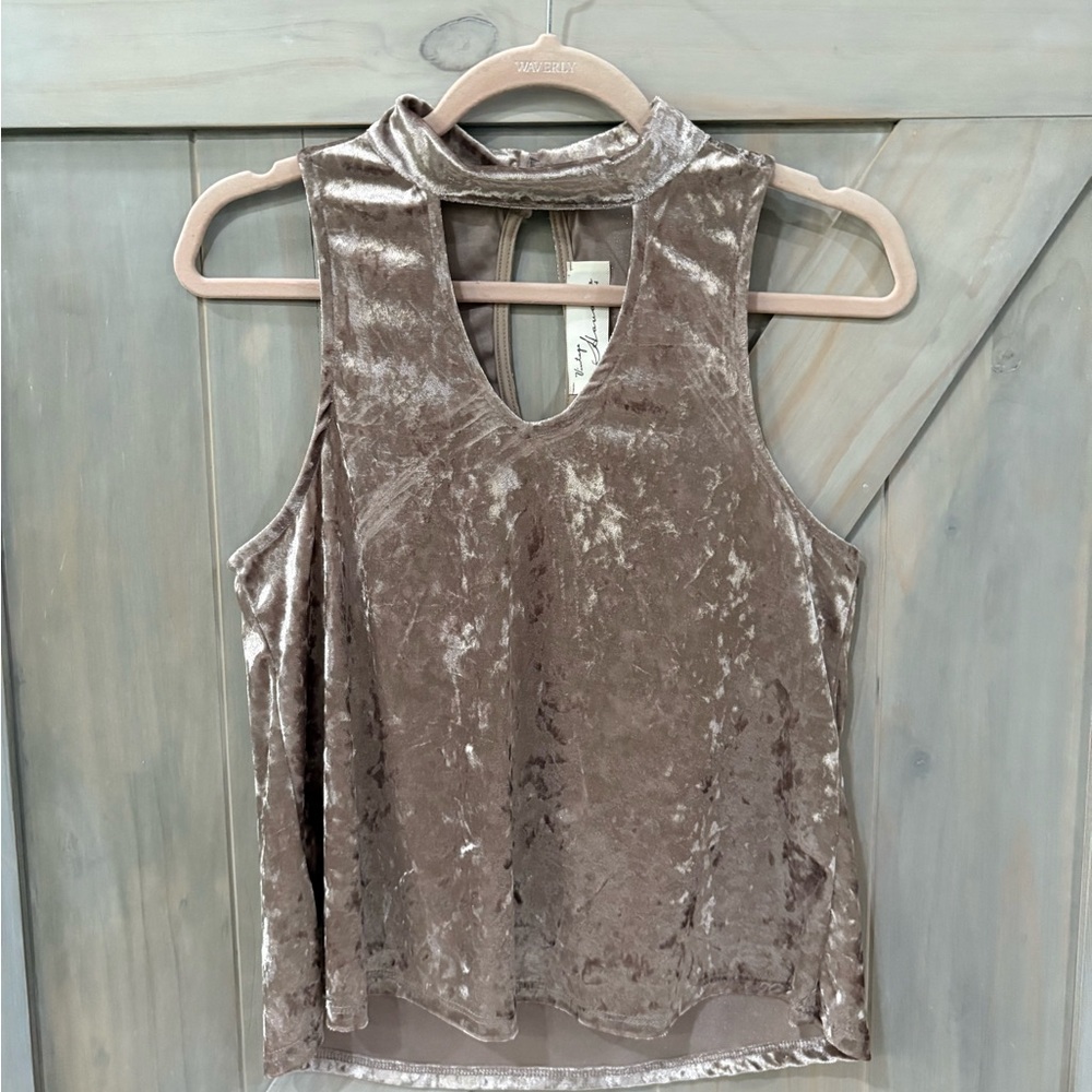 Vintage Havana Taupe Velvet Tank Top - Picture 2 of 6